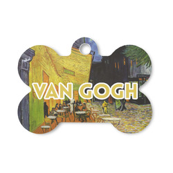 Cafe Terrace at Night (Van Gogh 1888) Bone Shaped Dog ID Tag - Small