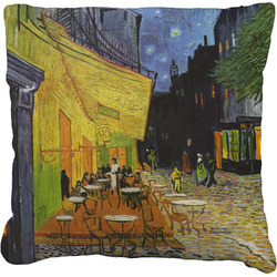 Cafe Terrace at Night (Van Gogh 1888) Faux-Linen Throw Pillow 16"