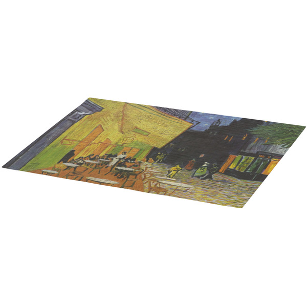 Cafe Terrace at Night (Van Gogh 1888) Burlap Placemat (Angle View)