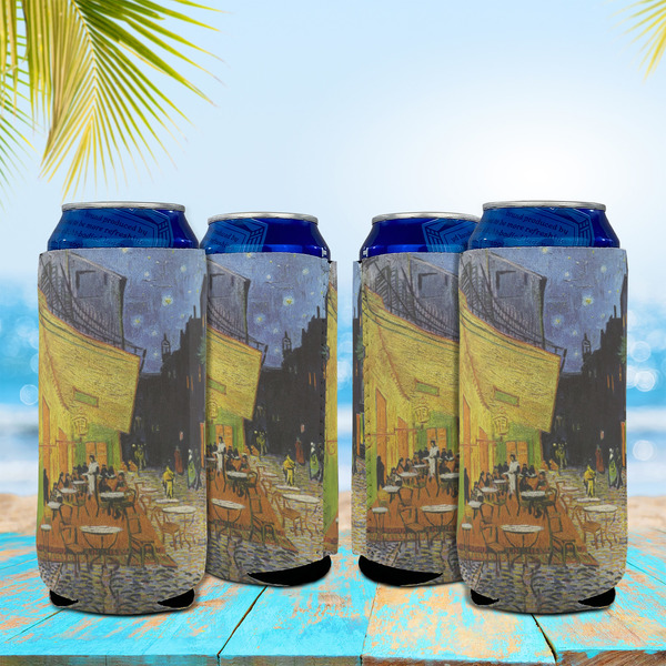 Cafe Terrace at Night (Van Gogh 1888) Can Cooler - 16oz - Set of 4 - In Context