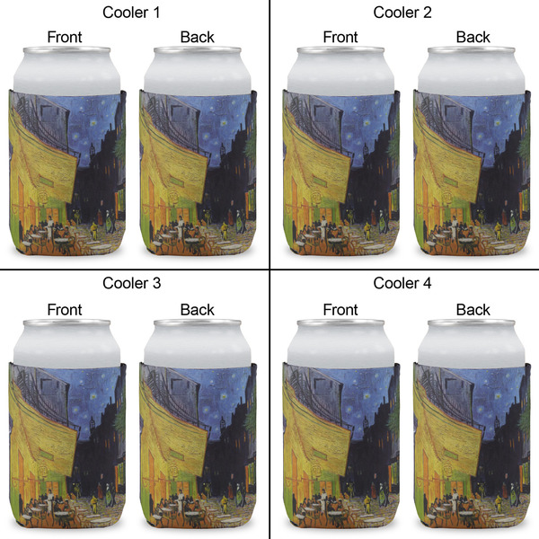 Cafe Terrace at Night (Van Gogh 1888) Can Cooler - Standard 12oz - Set of 4 - Front & Back