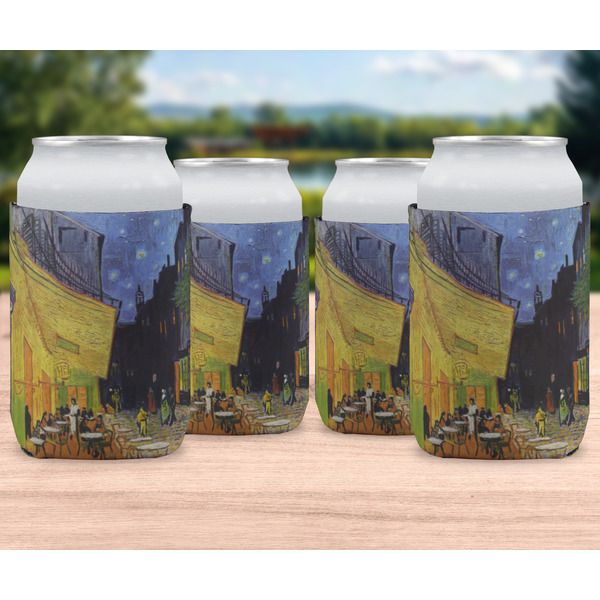Cafe Terrace at Night (Van Gogh 1888) Can Cooler - Standard 12oz - Set of 4 - In Context