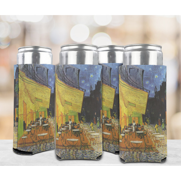 Cafe Terrace at Night (Van Gogh 1888) Can Cooler - Tall 12oz - Set of 4 - In Context