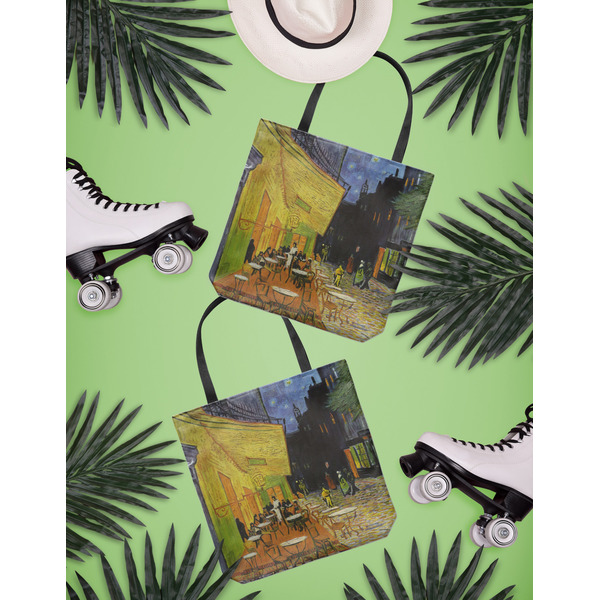 Cafe Terrace at Night (Van Gogh 1888) Canvas Tote Lifestyle Front and Back