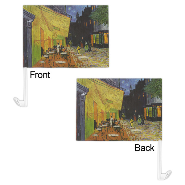 Cafe Terrace at Night (Van Gogh 1888) Car Flag - 11" x 8" - Front & Back View
