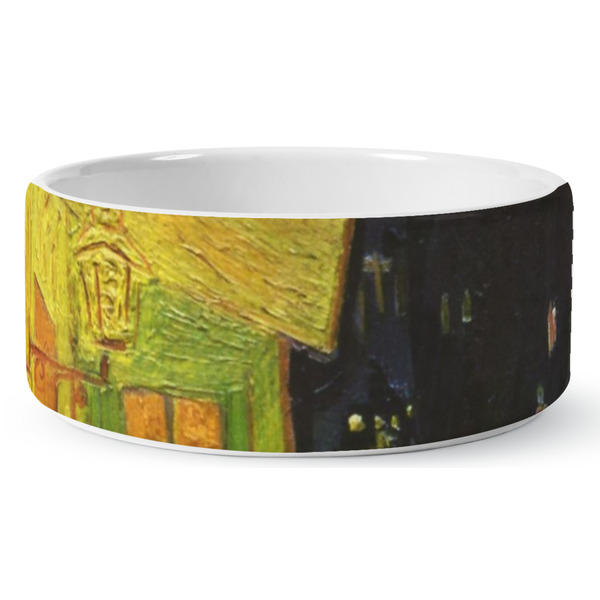 Custom Cafe Terrace at Night (Van Gogh 1888) Ceramic Dog Bowl - Medium