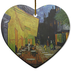 Cafe Terrace at Night (Van Gogh 1888) Heart Ceramic Ornament