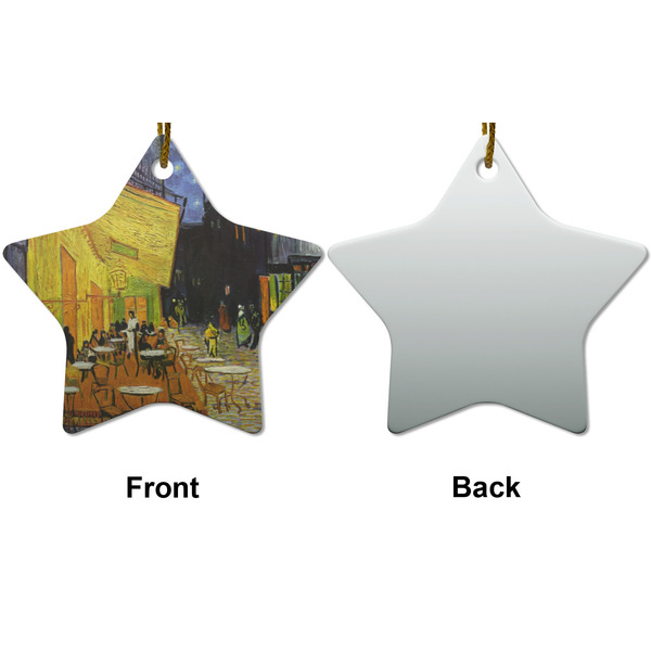 Cafe Terrace at Night (Van Gogh 1888) Ceramic Flat Ornament - Star Front & Back (APPROVAL)