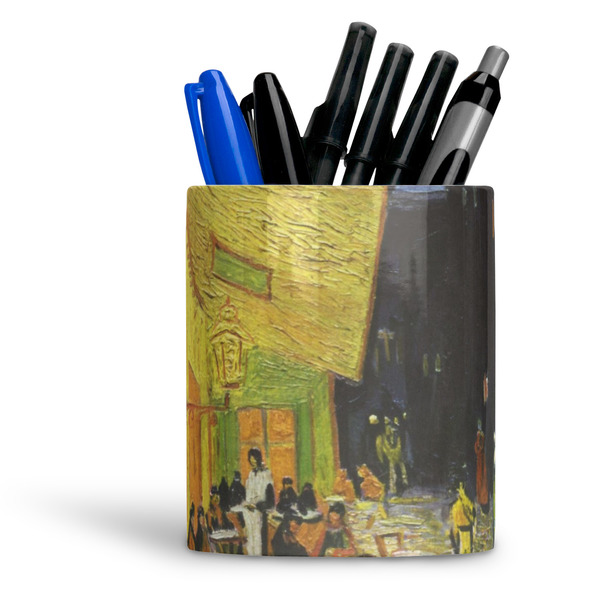 Custom Cafe Terrace at Night (Van Gogh 1888) Ceramic Pen Holder