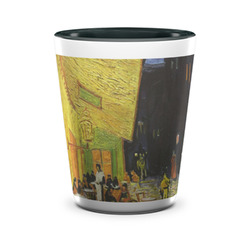 Cafe Terrace at Night (Van Gogh 1888) Ceramic Shot Glass - 1.5 oz - Two Tone - Set of 4