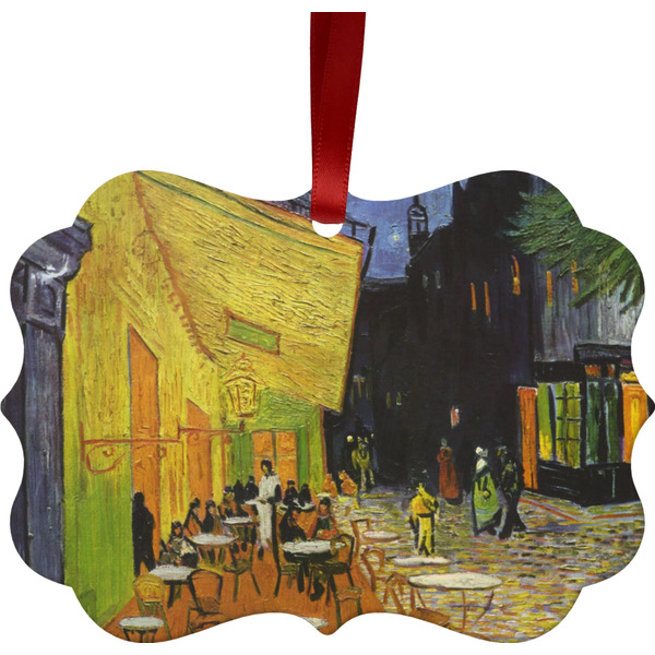 Custom Cafe Terrace at Night (Van Gogh 1888) Metal Frame Ornament - Double Sided