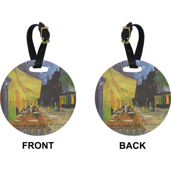 Cafe Terrace at Night (Van Gogh 1888) Circle Luggage Tag (Front + Back)