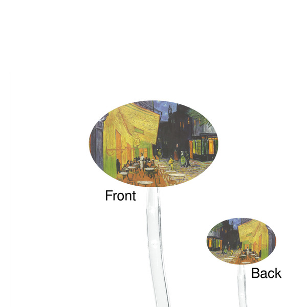 Cafe Terrace at Night (Van Gogh 1888) Clear Plastic 7" Stir Stick - Oval - Front & Back