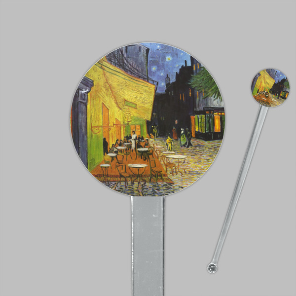 Cafe Terrace at Night (Van Gogh 1888) Clear Plastic 7" Stir Stick - Round - Closeup