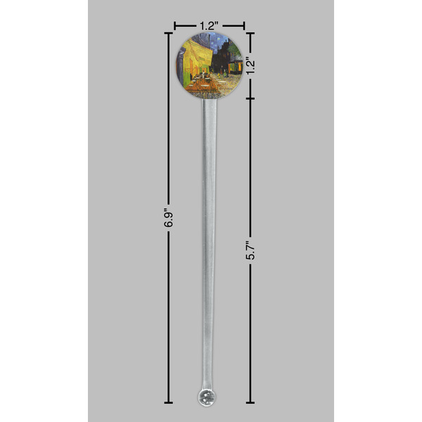 Cafe Terrace at Night (Van Gogh 1888) Clear Plastic 7" Stir Stick - Round - Dimensions