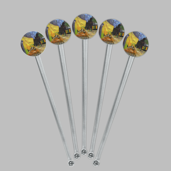 Cafe Terrace at Night (Van Gogh 1888) Clear Plastic 7" Stir Stick - Round - Fan View