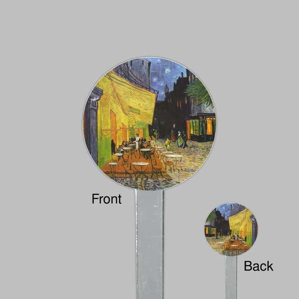 Cafe Terrace at Night (Van Gogh 1888) Clear Plastic 7" Stir Stick - Round - Front & Back