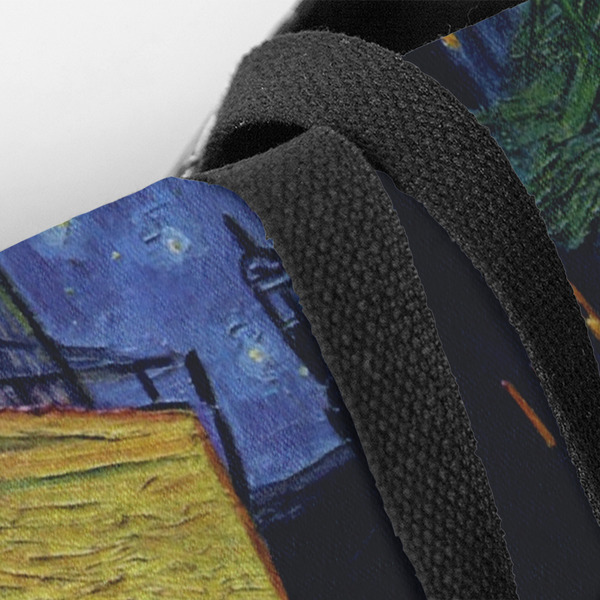Cafe Terrace at Night (Van Gogh 1888) Closeup of Tote w/Black Handles