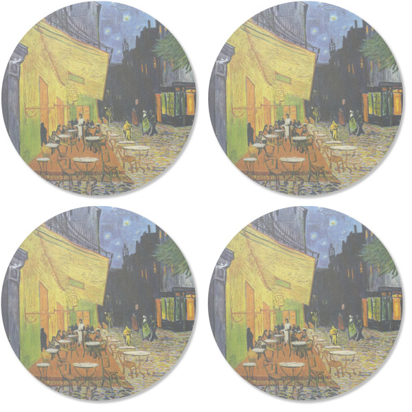 Cafe Terrace at Night (Van Gogh 1888) Coaster Round Rubber Back - Apvl