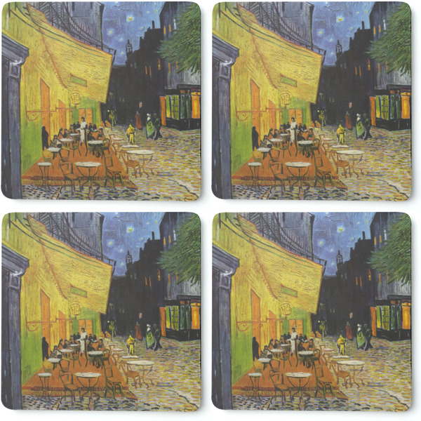 Cafe Terrace at Night (Van Gogh 1888) Coaster Rubber Back - Apvl