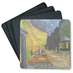 Cafe Terrace at Night (Van Gogh 1888) Square Rubber Backed Coasters - Set of 4