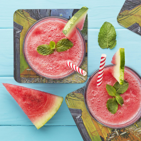 Cafe Terrace at Night (Van Gogh 1888) Coaster Set - LIFESTYLE