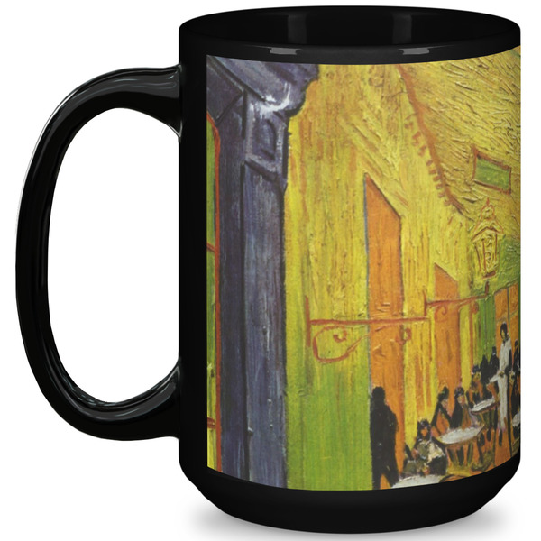 Custom Cafe Terrace at Night (Van Gogh 1888) 15 Oz Coffee Mug - Black