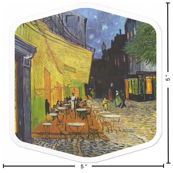 Cafe Terrace at Night (Van Gogh 1888) Custom Shape Iron On Patches - L Patch w/ Measurements