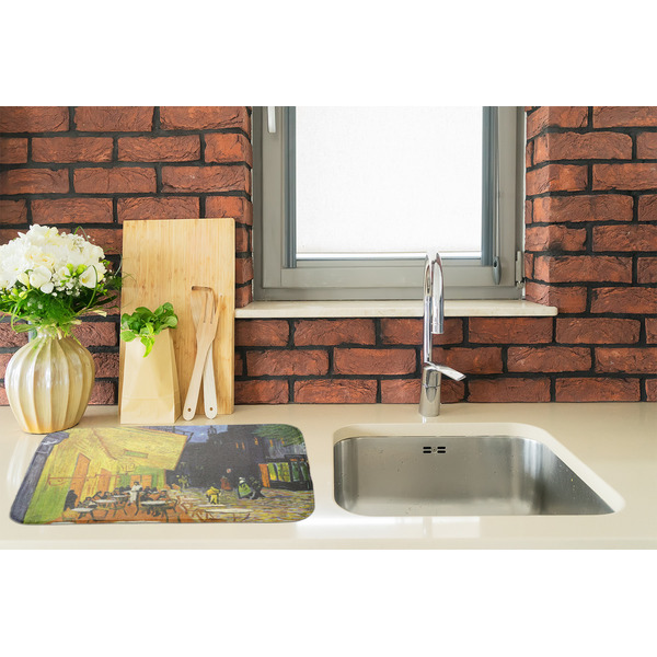Cafe Terrace at Night (Van Gogh 1888) Dish Drying Mat - LIFESTYLE 2