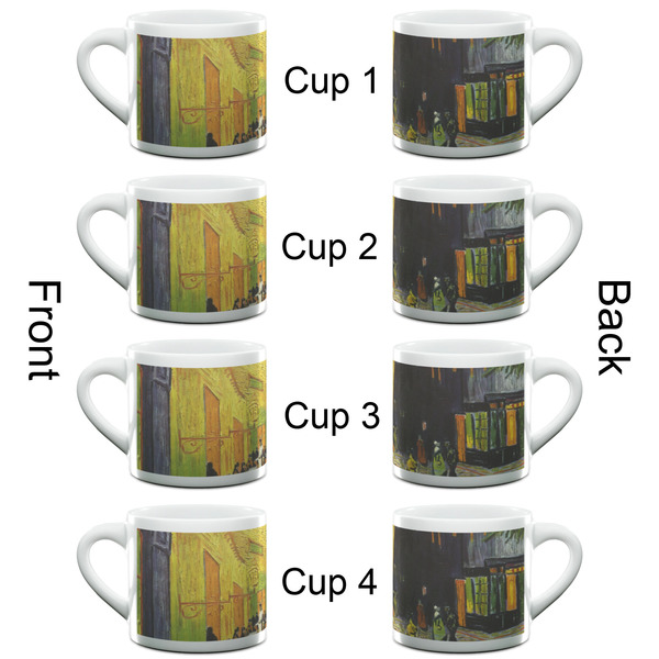 Cafe Terrace at Night (Van Gogh 1888) Double Shot Espresso Cup - Set of 4 - Front & Back