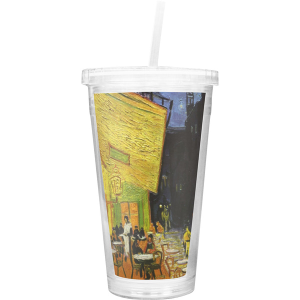 Custom Cafe Terrace at Night (Van Gogh 1888) Double Wall Tumbler with Straw