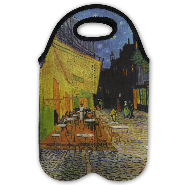 Cafe Terrace at Night (Van Gogh 1888) Double Wine Tote - Flat
