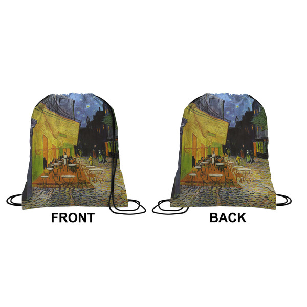 Cafe Terrace at Night (Van Gogh 1888) Drawstring Backpack Front & Back Small