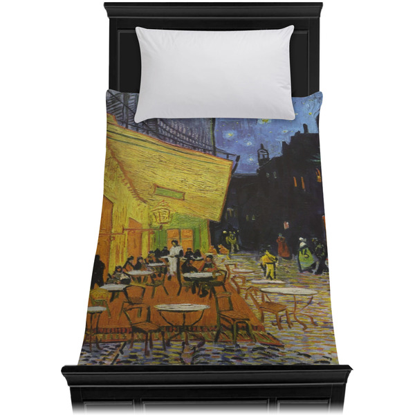 Cafe Terrace at Night (Van Gogh 1888) Duvet Cover - Twin - On Bed - No Prop