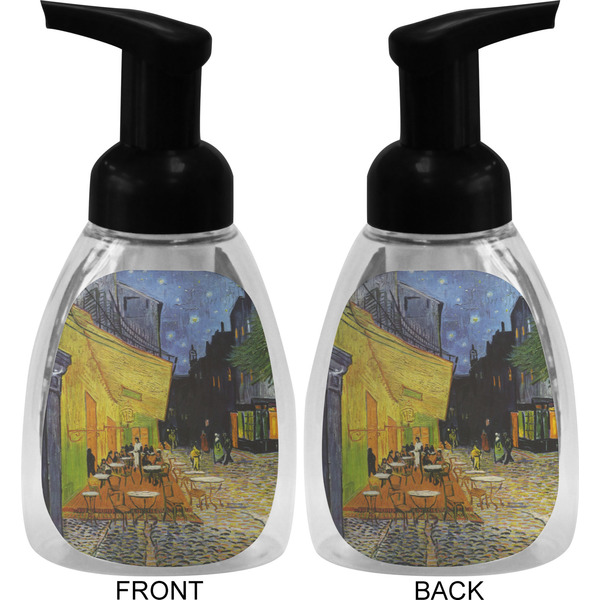 Cafe Terrace at Night (Van Gogh 1888) Foam Soap Bottle - Black - Front & Back