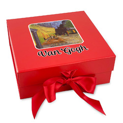 Cafe Terrace at Night (Van Gogh 1888) Gift Box with Magnetic Lid - Red