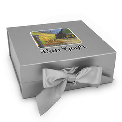 Cafe Terrace at Night (Van Gogh 1888) Gift Box with Magnetic Lid - Silver