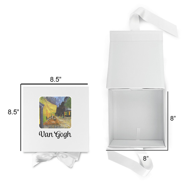 Cafe Terrace at Night (Van Gogh 1888) Gift Boxes with Magnetic Lid - White - Open & Closed