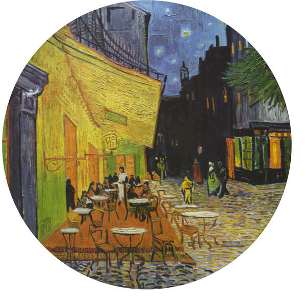 Custom Cafe Terrace at Night (Van Gogh 1888) Round Glass Cutting Board - Medium
