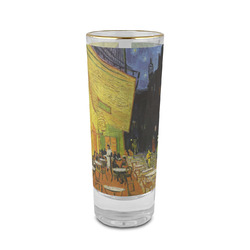 Cafe Terrace at Night (Van Gogh 1888) 2 oz Shot Glass -  Glass with Gold Rim - Set of 4