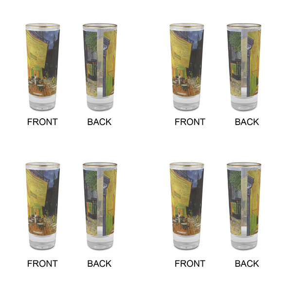 Cafe Terrace at Night (Van Gogh 1888) Glass Shot Glass - 2oz - Set of 4 - Front & Back