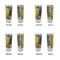 Cafe Terrace at Night (Van Gogh 1888) Glass Shot Glass - 2oz - Set of 4 - Front & Back