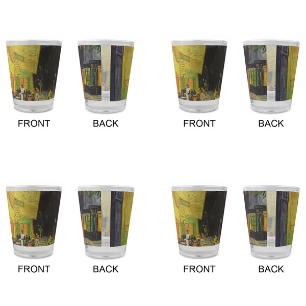 Cafe Terrace at Night (Van Gogh 1888) Glass Shot Glass - Standard - Set of 4 - Front & Back