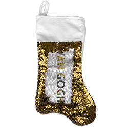 Cafe Terrace at Night (Van Gogh 1888) Reversible Sequin Stocking - Gold