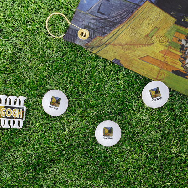 Cafe Terrace at Night (Van Gogh 1888) Golf Balls - Generic - Set of 3 - LIFESTYLE