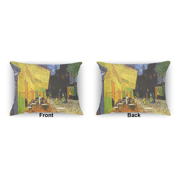 Cafe Terrace at Night (Van Gogh 1888) Indoor Rectangular Burlap Pillow (Front and Back)