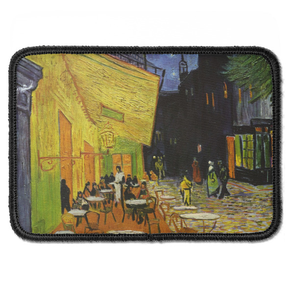 Cafe Terrace at Night (Van Gogh 1888) Iron On Patch - Rectangle - Front