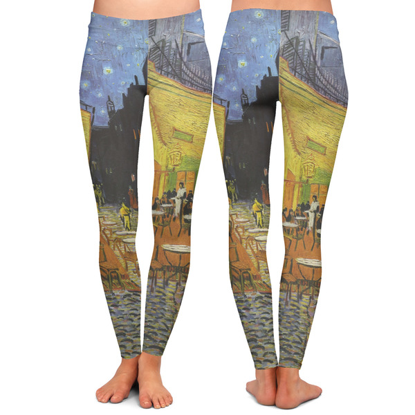Cafe Terrace at Night (Van Gogh 1888) Ladies Leggings - Front and Back