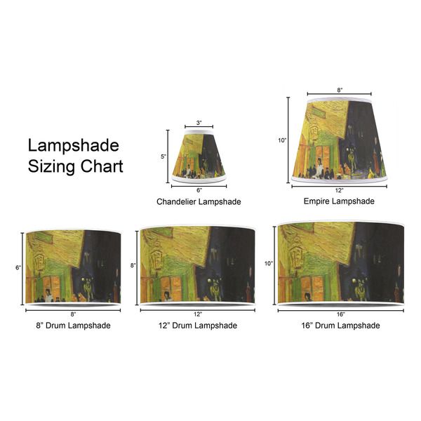 Cafe Terrace at Night (Van Gogh 1888) Lampshade Sizing Chart