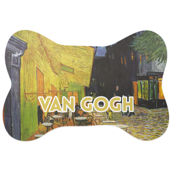 Custom Cafe Terrace at Night (Van Gogh 1888) Bone Shaped Dog Food Mat